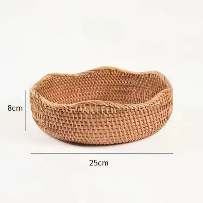 Bandeja Em Vime Redonda Decorativa Rattan