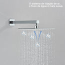 Kit Ducha Chuveiro 20×20cm Inox 304 Com Acabamentos Registros Preto/Cromado Para Chuveiro Banheiro