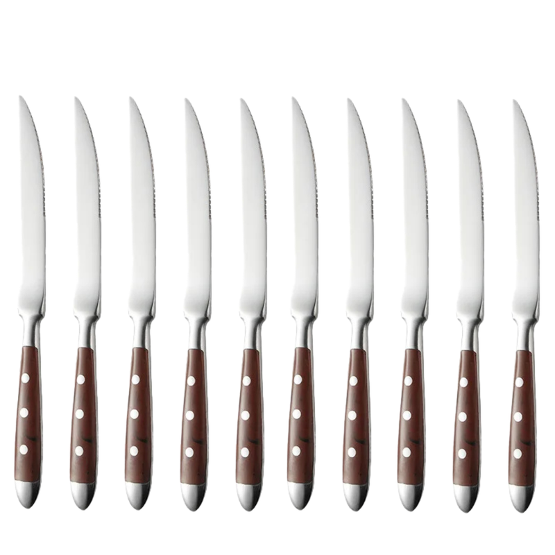 Conjunto Talheres Aço Inoxidável Clássicos Com Cabo Em Madeira