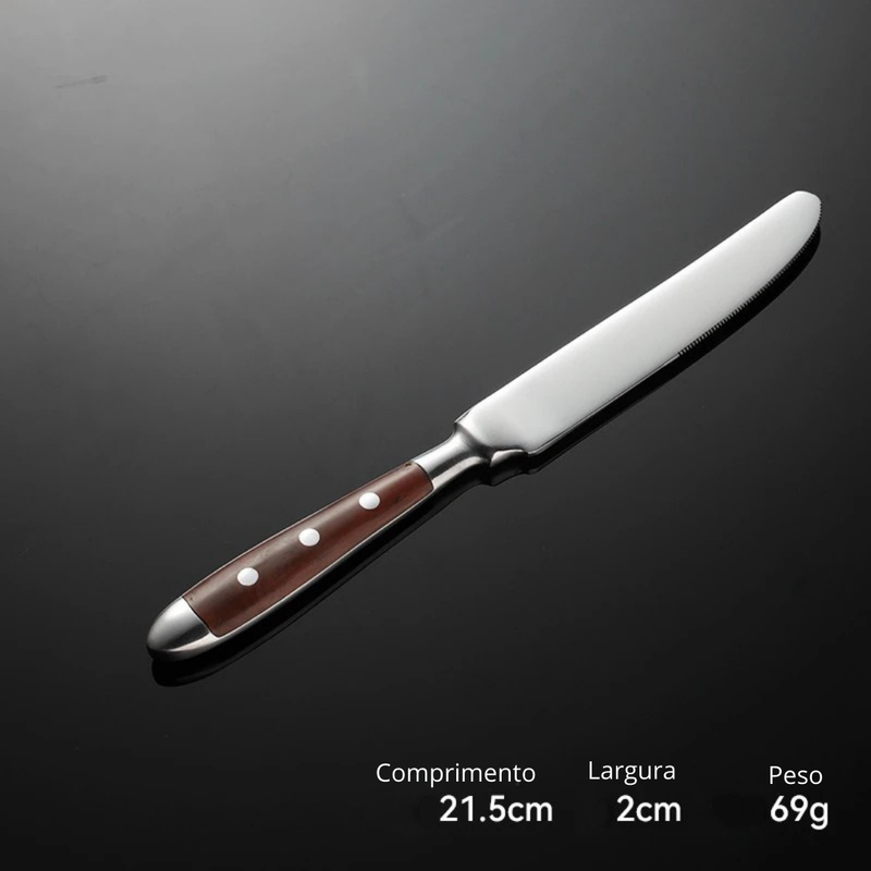 Conjunto Talheres Aço Inoxidável Clássicos Com Cabo Em Madeira