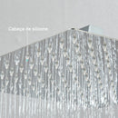 Kit Ducha Chuveiro 20×20cm Inox 304 Com Acabamentos Registros Preto/Cromado Para Chuveiro Banheiro