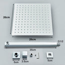 Kit Ducha Chuveiro 20×20cm Inox 304 Com Acabamentos Registros Preto/Cromado Para Chuveiro Banheiro