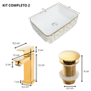 Cuba Para Banheiro Sobrepor Retangular Cerâmica 49 x 38cm Luxo Gold