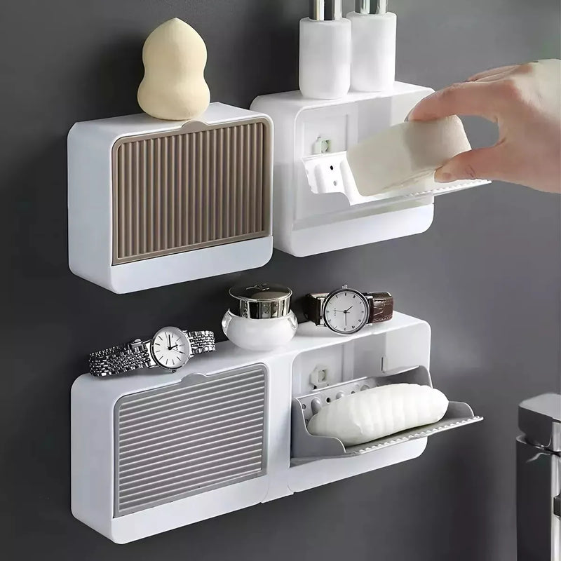 Saboneteira Dupla Suporte Parede Porta Sabonete Fixação com Adesivo