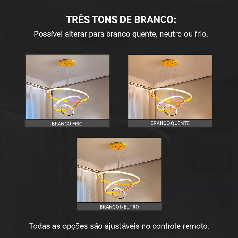 Lustre Pendente Circular Triplo em LED