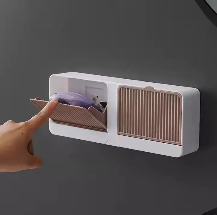 Saboneteira Dupla Suporte Parede Porta Sabonete Fixação com Adesivo