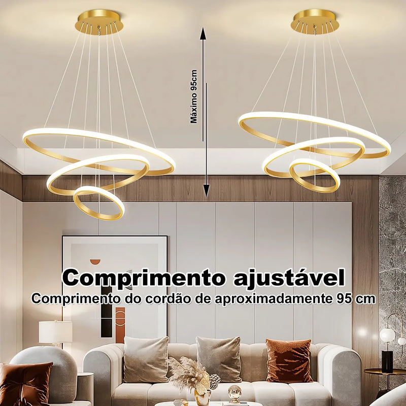 Lustre Pendente Circular Triplo em LED