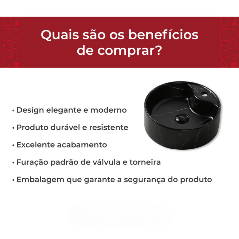 Cuba Para Banheiro Sobrepor Apoio Redonda Com Mesa 40cm Mármore