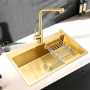 Cuba Pia Dourada Inox 304 Gourmet Cozinha 60x45 Com Torneira Escovado E Acessórios