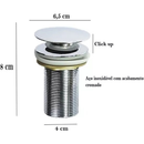 Válvula Click Up Inteligente 1/4 Ralo Veda Cheiro Metal Inox