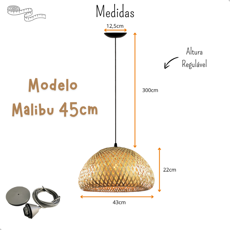 Lustre Luminaria Pendente Fibra Natural Artesanal Decorativo Bivolt