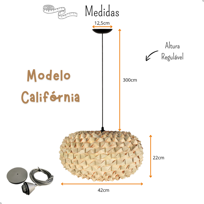 Lustre Luminaria Pendente Fibra Natural Artesanal Decorativo Bivolt