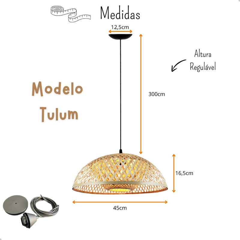 Lustre Luminaria Pendente Fibra Natural Artesanal Decorativo Bivolt