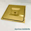 Lixeira De Embutir Quadrada Dourado Escovado Inox Cesto Lixo 5L Pia Cozinha Bancada Granito Mármore