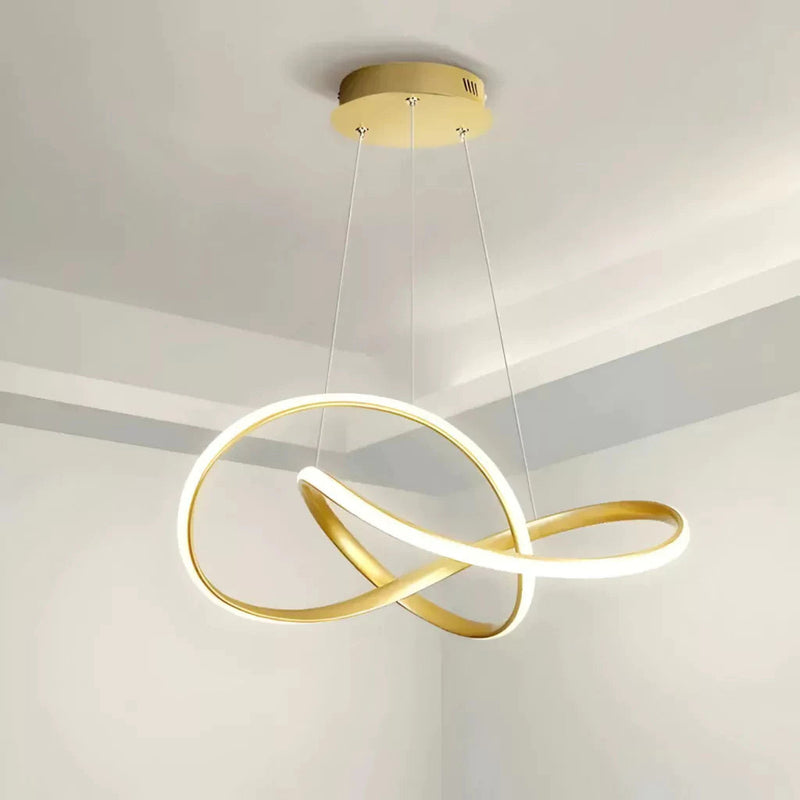 Lustre Circular Pendente Moderno Duplo em LED