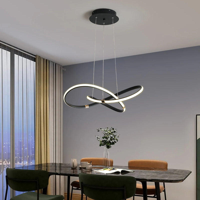 Lustre Circular Pendente Moderno Duplo em LED