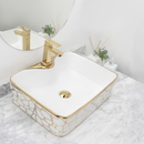 Cuba Para Banheiro Sobrepor Retangular Cerâmica 49 x 38cm Luxo Gold