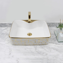 Cuba Para Banheiro Sobrepor Retangular Cerâmica 49 x 38cm Luxo Gold