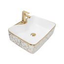 Cuba Para Banheiro Sobrepor Retangular Cerâmica 49 x 38cm Luxo Gold